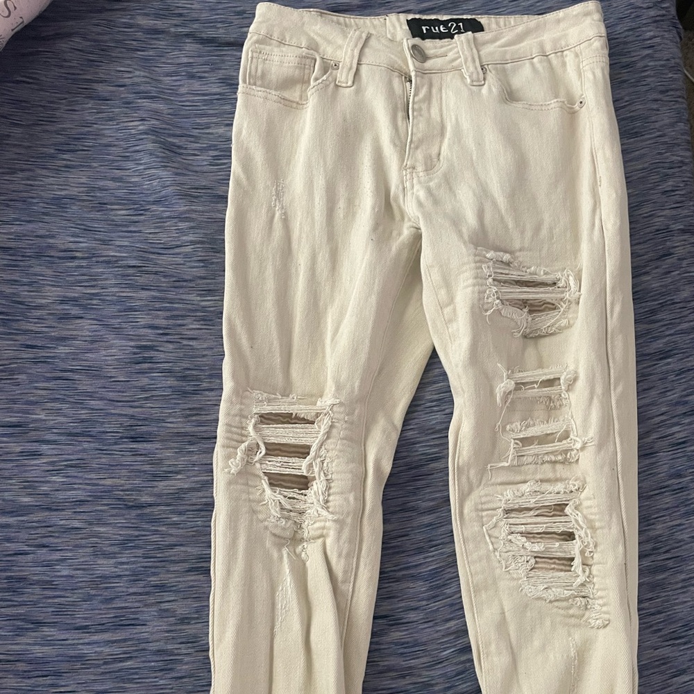 Cream Denim Skinny Jeans